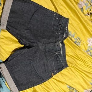 Denim navy blue shorts.